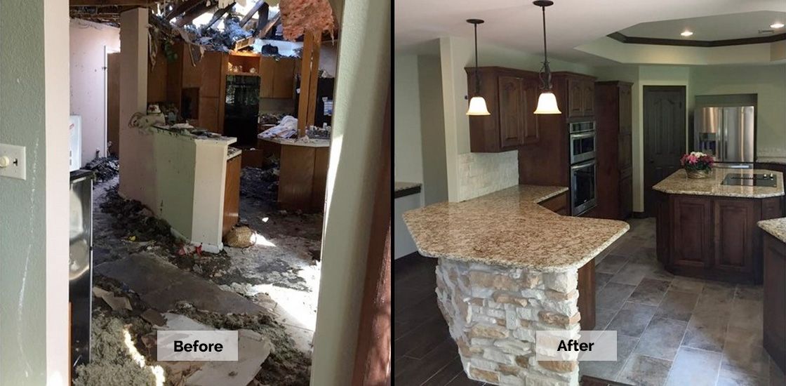 Fire-damaged home interior